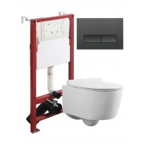 Комплект унитаза с инсталляцией Agger ATI05100+APB244, кнопка смыва черная Комплект унитаза с инсталляцией Agger ATI05100+APB244, кнопка смыва черная