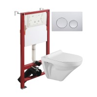 Комплект унитаза с инсталляцией Agger ATI06100+APB100, кнопка смыва хром