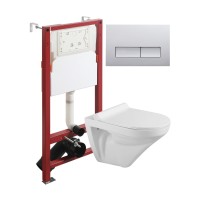 Комплект унитаза с инсталляцией Agger ATI06100+APB200, кнопка смыва хром