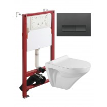 Комплект унитаза с инсталляцией Agger ATI06100+APB244, кнопка смыва черная Комплект унитаза с инсталляцией Agger ATI06100+APB244, кнопка смыва черная