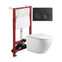 Комплект унитаза с инсталляцией Agger ATI09150L+APB144, кнопка смыва черная Комплект унитаза с инсталляцией Agger ATI09150L+APB144, кнопка смыва черная