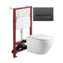 Комплект унитаза с инсталляцией Agger ATI09150L+APB244, кнопка смыва черная Комплект унитаза с инсталляцией Agger ATI09150L+APB244, кнопка смыва черная