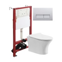 Комплект унитаза с инсталляцией Orange CI01-100W+APB200, кнопка смыва хром