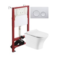 Комплект унитаза с инсталляцией Orange CI02-100W+APB100, кнопка смыва хром