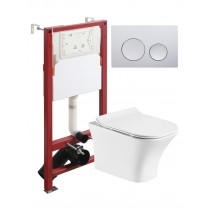 Комплект унитаза с инсталляцией Orange CI02-100W+APB100, кнопка смыва хром Комплект унитаза с инсталляцией Orange CI02-100W+APB100, кнопка смыва хром