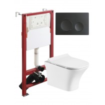 Комплект унитаза с инсталляцией Orange CI02-100W+APB144, кнопка смыва черная Комплект унитаза с инсталляцией Orange CI02-100W+APB144, кнопка смыва черная