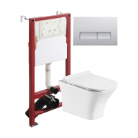 Комплект унитаза с инсталляцией Orange CI02-100W+APB200, кнопка смыва хром