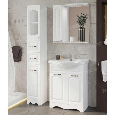 Пенал Francesca Империя 30 с бельевой корзиной белый, левый, с подсветкой-4