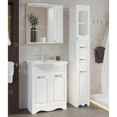 Пенал Francesca Империя 30 с бельевой корзиной белый, правый, с подсветкой-4 Пенал Francesca Империя 30 с бельевой корзиной белый, правый, с подсветкой-4