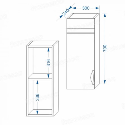 Шкаф навесной Francesca Доминго 30, с подсветкой, левый-4
