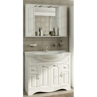 Тумба с раковиной Francesca Империя 100-2 белый с подсветкой (2ящ+4 дв, ум. Эльбрус 100)-3