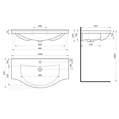 Тумба с раковиной Francesca Империя 100-2 белый с подсветкой (2ящ+4 дв, ум. Эльбрус 100)-5
