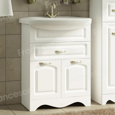 Тумба с раковиной Francesca Империя 55 с 1 ящиком белый с подсветкой (2дв.+1ящ, ум. Уют 55)-2