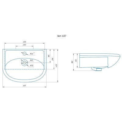 Тумба с раковиной Francesca Империя 60 белый с подсветкой (2дв+2ящ, ум. Уют 60)-5