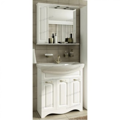 Тумба с раковиной Francesca Империя 80 с 3 дверцами белый (ум. Балтика 80) с подсветкой-3