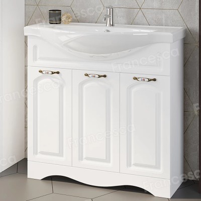 Тумба с раковиной Francesca Империя 90 белый с подсветкой (3 двери, ум. Classic 90)-2