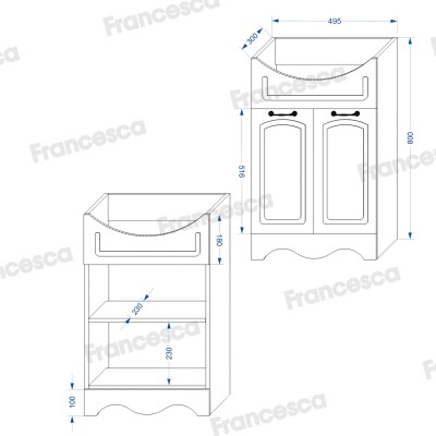 Комплект мебели для ванной комнаты Francesca Империя 55, левый-6