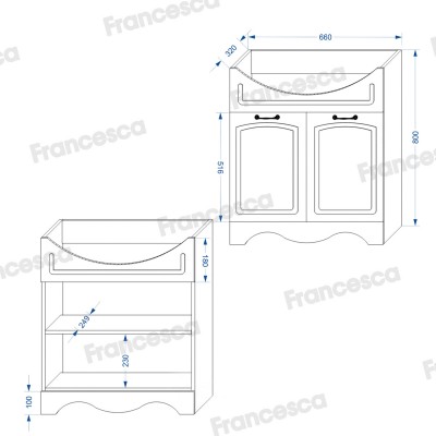 Комплект мебели для ванной комнаты Francesca Империя 70, левый-7