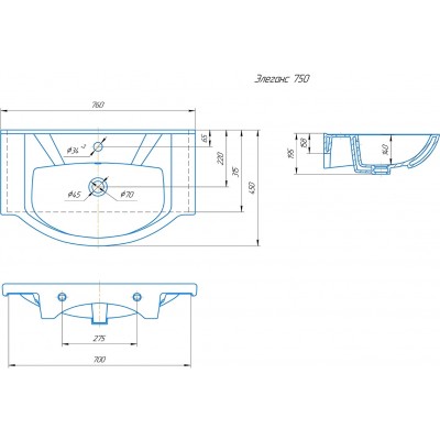 Комплект мебели для ванной комнаты Francesca Империя 75-2, правый-5