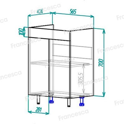 Тумба с раковиной Francesca Доминго 60 2 двери, с подсветкой (ум. Миранда 60)-5
