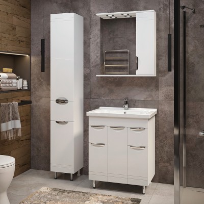 Тумба с раковиной Francesca Доминго М 70 белый, с подсветкой (3 дв.+2 ящ., ум. Миранда 70)-2