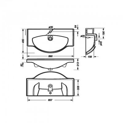 Тумба с раковиной Francesca Доминго 90 3 двери, с подсветкой (ум. Classic 90)-3
