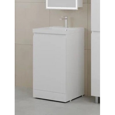 Тумба с раковиной Style Line Батлер 50 Люкс Plus, напольная, антискрейч белый глянец