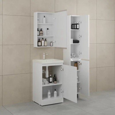 Тумба с раковиной Style Line Батлер 50 Люкс Plus, напольная, антискрейч белый глянец, раковина кварц жасмин-2