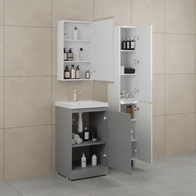 Тумба с раковиной Style Line Батлер 50 Люкс Plus, напольная, серый антискрейч-3