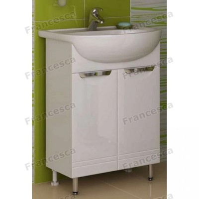 Тумба с раковиной Francesca Доминго 55 белый, с подсветкой (2 дв.,ум. Уют 55)-2