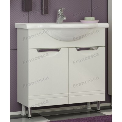 Тумба с раковиной Francesca Доминго 75 белый, с подсветкой (2 дв., ум. Элеганс 75)-1