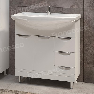 Тумба с раковиной Francesca Доминго 80 белый, с подсветкой (2дв+3ящ, под ум. Балтика 80)-2