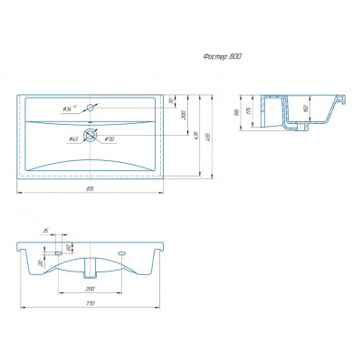 Тумба с раковиной Francesca Доминго 80 3 двери, с подсветкой (ум. Фостер 80)-5