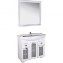 Комплект мебели для ванной ASB-Woodline Бергамо 85 массив ясеня (витраж)