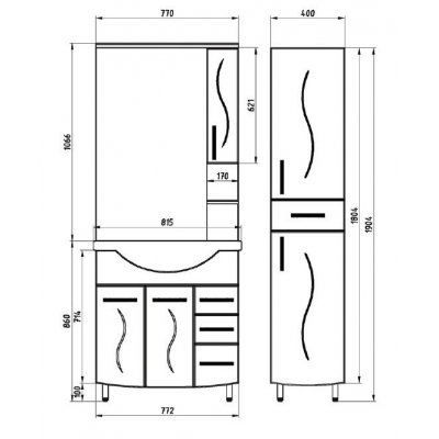 Комплект мебели для ванной АСБ-мебель Грета 80 напольный с дверцами-3