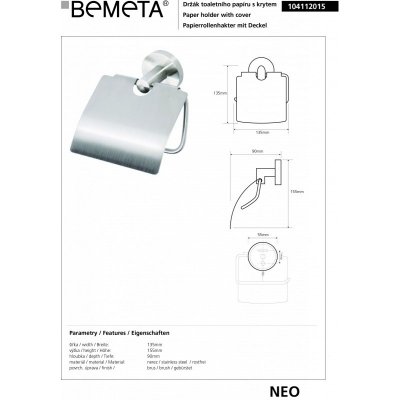 Держатель туалетной бумаги с крышкой BEMETA NEO 104112015-1