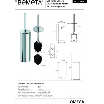 Туалетная щетка с держателем BEMETA OMEGA 102313067 черная-1