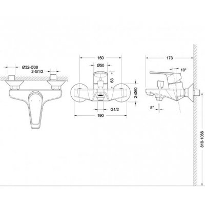 Смеситель Bravat Line F65299C-B-RUS для ванны-1