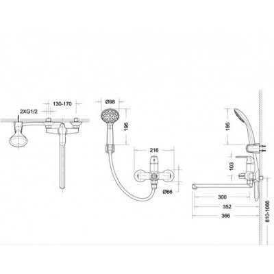 Смеситель Bravat Simple F6135193CP-LB-RUS для ванны и душа-1