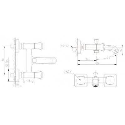 Смеситель Bravat Whirlpool F678112C-01 для ванны и душа-1