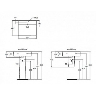 Раковина Ideal Standard Connect Cube E784401 (55 см)-1