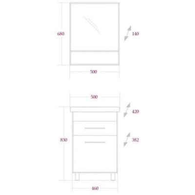 Комплект мебели для ванной Onika Натали 50.12-3