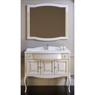 Комплект мебели для ванной Opadiris Лаура 120 белая с патиной