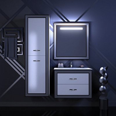 Шкаф-Пенал для ванной комнаты Opadiris Карат L серебряная патина-3