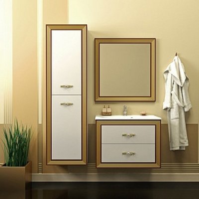 Шкаф-Пенал для ванной комнаты Opadiris Карат L золотая патина-3