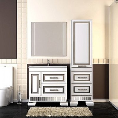Шкаф-Пенал для ванной комнаты Opadiris Оникс R серебряная патина-1