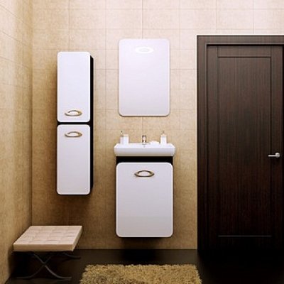 Шкаф-Пенал для ванной комнаты Opadiris Тора белый, венге L-2