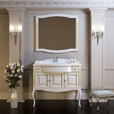 Комплект мебели для ванной Opadiris Лаура белая с раковиной из литьевого мрамора