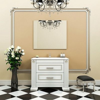 Комплект мебели для ванной Opadiris Оникс 100 серебряная патина