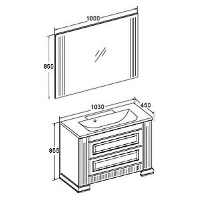 Комплект мебели для ванной Opadiris Оникс 100 серебряная патина-2